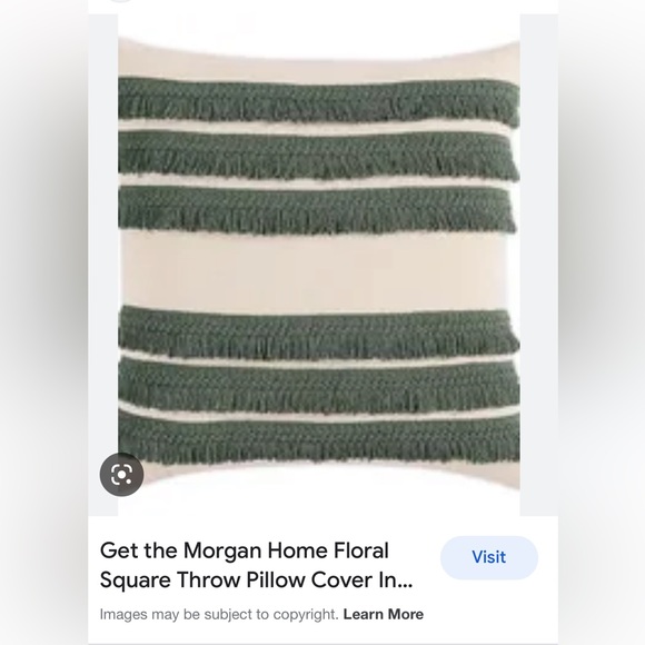 Morgan Home square fringe pillow cover in sage - Picture 7 of 10